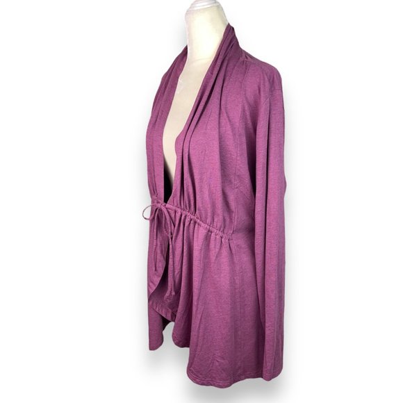 Lands’ End Tie Front Cardigan Top in Heather Mauve - Picture 6 of 9